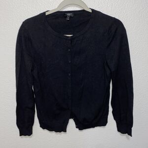 Talbots Women’s Button Down Cardigan Size PM Black Rayon Blend